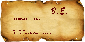 Biebel Elek névjegykártya